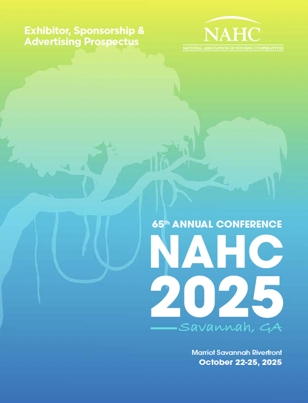 65th Annual Conference NAHC 2025 prospectus cover. Yellow, green and blue gradient with image of Savannah tree.